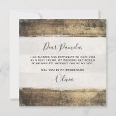 Zal je mijn bruidsmeisje rustieke houten Boerderij Kaart (Achterkant)