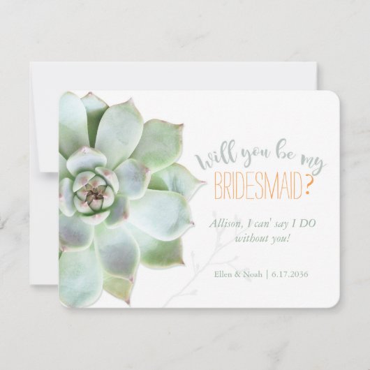 Zal je mijn bruidsmeisje succulent bruiloft zijn? kaart (Voorkant)