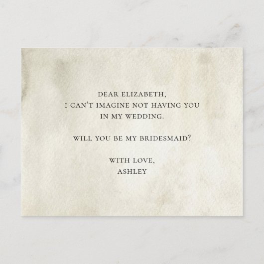 Zal je mijn bruidsmeisje Sunflower rustieke bruilo Uitnodiging Briefkaart (Achterkant)