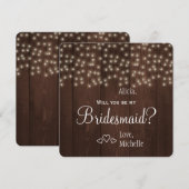 Zal je mijn bruidsmeisje twinkle verlichting rusti kaart (Voorkant / Achterkant)