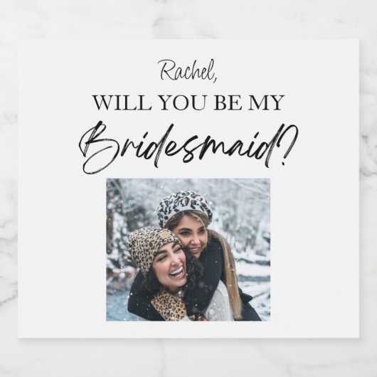 Zal je mijn bruidsmeisje voorstel aangepaste Afbee Sparkling Wijnetiket (Enkel label)