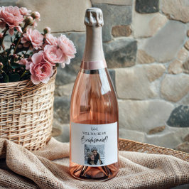 Zal je mijn bruidsmeisje voorstel aangepaste Afbee Sparkling Wijnetiket