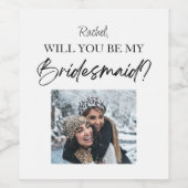 Zal je mijn bruidsmeisje voorstel aangepaste Afbee Wijn Etiket (Enkel label)
