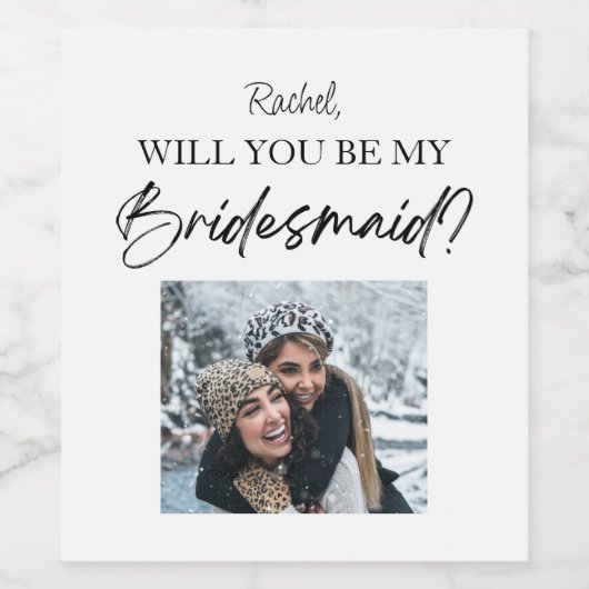 Zal je mijn bruidsmeisje voorstel aangepaste Afbee Wijn Etiket (Enkel label)