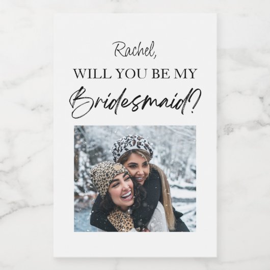 Zal je mijn bruidsmeisje voorstel aangepaste Afbee Wijn Etiket (Enkel label)