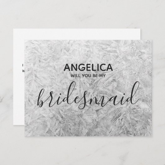 Zal je mijn bruidsmeisje White Wood board mdf Uitnodiging Briefkaart (Voorkant / Achterkant)