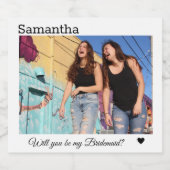 Zal je mijn bruidsmeisje zijn, bruidsmeisje voorst sparkling wijnetiket (Enkel label)