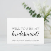 Zal Je Mijn Bruidsmeisje Zijn Chic Zwart Wit Kaart (Staand voorkant)