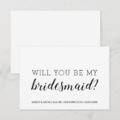 Zal Je Mijn Bruidsmeisje Zijn Chic Zwart Wit Kaart (Voorkant / Achterkant)