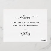 Zal je mijn bruidsmeisje zijn? Elegant goudsneusho Folie Uitnodiging Briefkaart (Achterkant)