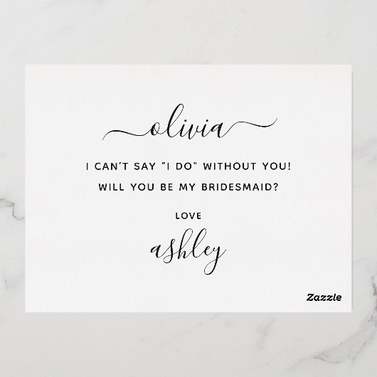 Zal je mijn bruidsmeisje zijn? Elegant goudsneusho Folie Uitnodiging Briefkaart (Achterkant)