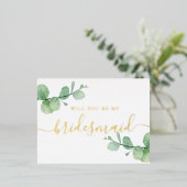 Zal je mijn bruidsmeisje zijn? Elegant goudsneusho Folie Uitnodiging Briefkaart (Staand Voorkant)