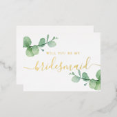 Zal je mijn bruidsmeisje zijn? Elegant goudsneusho Folie Uitnodiging Briefkaart (Voorkant / Achterkant)