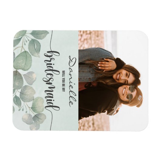 Zal je mijn bruidsmeisje zijn? Elegant groene wate Magneet (Horizontaal)