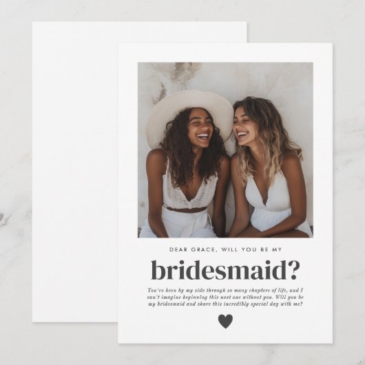 Zal Je Mijn Bruidsmeisje Zijn Fotoproposal Kaart (Voorkant / Achterkant)