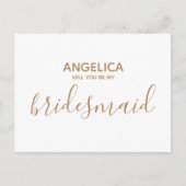 Zal je mijn bruidsmeisje zijn, gewoon wit goud? uitnodiging briefkaart (Voorkant)
