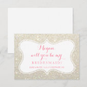 Zal je mijn bruidsmeisje zijn - Glitterd wit goud Kaart (Voorkant / Achterkant)