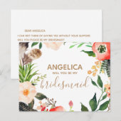 Zal je mijn bruidsmeisje zijn, met de dikke maag? uitnodiging briefkaart (Voorkant / Achterkant)