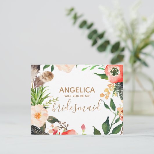 Zal je mijn bruidsmeisje zijn, met de dikke maag? uitnodiging briefkaart (Staand voorkant)