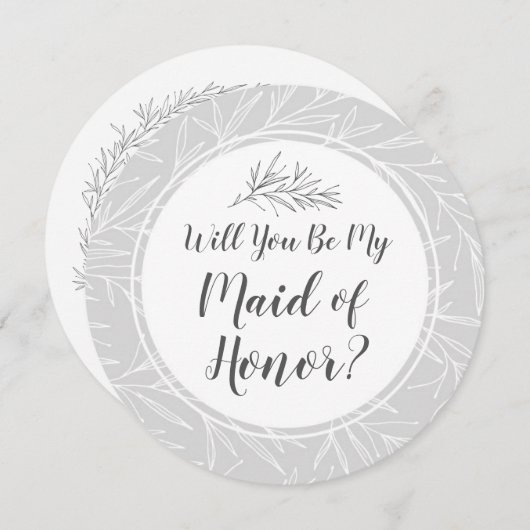 Zal je mijn bruidsmeisje zijn Modern Botanisch bla Kaart (Voorkant / Achterkant)