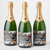 Zal je mijn bruidsmeisje zijn Moderne Bloemen Sparkling Wijnetiket (Flessen)