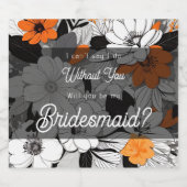 Zal je mijn bruidsmeisje zijn Moderne Bloemen Sparkling Wijnetiket (Enkel label)