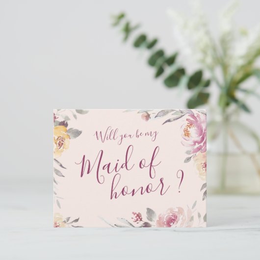 Zal je mijn bruidsmeisje zijn Romantische tuin? Kaart (Staand voorkant)