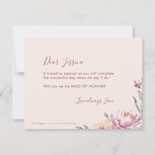 Zal je mijn bruidsmeisje zijn Romantische tuin? Kaart (Achterkant)