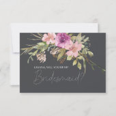 Zal je mijn bruidsmeisje zijn, roze Paarse Floral? (Voorkant)