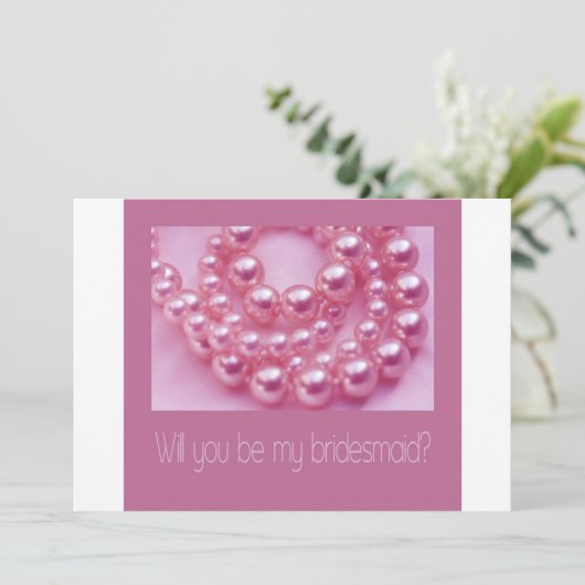 Zal je mijn bruidsmeisje zijn - roze parelparels g kaart (Staand voorkant)