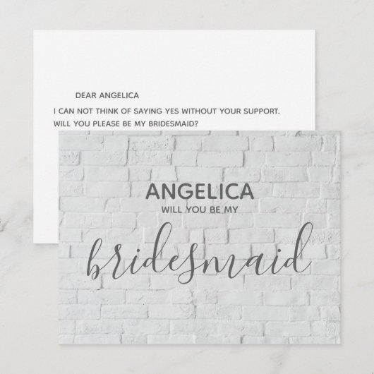 Zal je mijn bruidsmeisje zijn? uitnodiging briefkaart (Voorkant / Achterkant)
