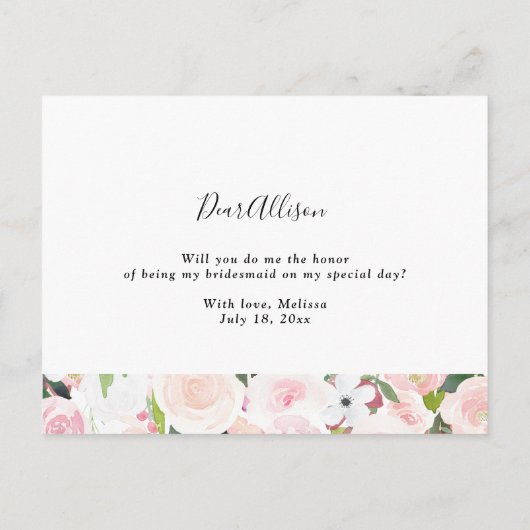 Zal je mijn bruidsmeisje zijn? uitnodiging briefkaart (Achterkant)