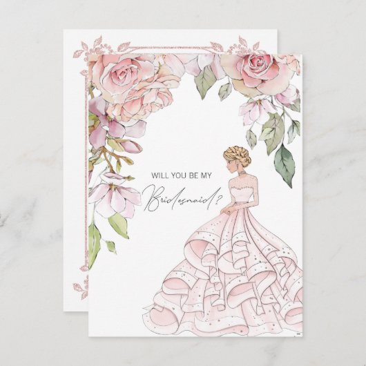 Zal je mijn bruidsmeisje zijn? uitnodiging briefkaart (Voorkant / Achterkant)
