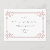 Zal je mijn bruidsmeisje zijn? uitnodiging briefkaart (Achterkant)