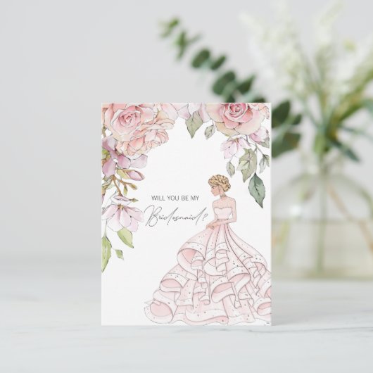 Zal je mijn bruidsmeisje zijn? uitnodiging briefkaart (Staand voorkant)