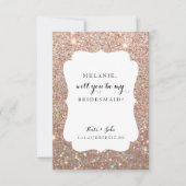 Zal je mijn bruidsmeisje zijn? Wed Day Roos Glitte Kaart (Voorkant)