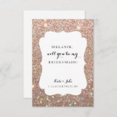 Zal je mijn bruidsmeisje zijn? Wed Day Roos Glitte Kaart (Voorkant / Achterkant)