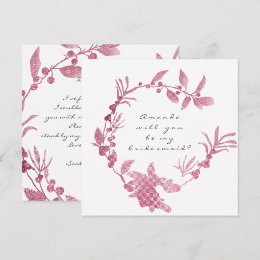 Zal je mijn bruidsroze frambozenpoot zijn? kaart (Voorkant / Achterkant)