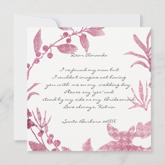 Zal je mijn bruidsroze frambozenpoot zijn? kaart (Achterkant)