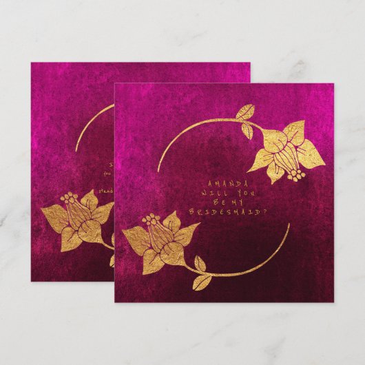 Zal je mijn bruidsroze Fuchsia Velvet zijn? Kaart (Voorkant / Achterkant)