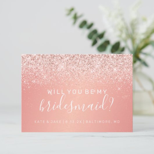 Zal je mijn bruidsroze glitter zijn? kaart (Staand voorkant)