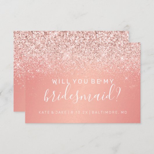 Zal je mijn bruidsroze glitter zijn? kaart (Voorkant / Achterkant)