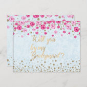 Zal je mijn bruidsroze roze roze Confetti zijn? Uitnodiging Briefkaart (Voorkant / Achterkant)