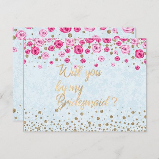 Zal je mijn bruidsroze roze roze Confetti zijn? Uitnodiging Briefkaart (Voorkant / Achterkant)