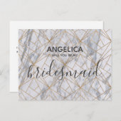 Zal je mijn bruidsvormig patroon zijn, witte marme uitnodiging briefkaart (Voorkant / Achterkant)