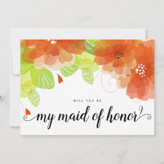 "Zal je mijn eerbewijs zijn" oranje bloemen kaart (Voorkant)