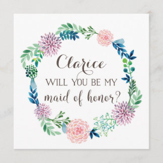 Zal je mijn eerwemiddel zijn, bloemen, waterverf? kaart