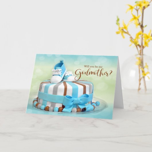 Zal je mijn Godmoeder Blue en Brown Cake zijn? Kaart (Gele Bloem)