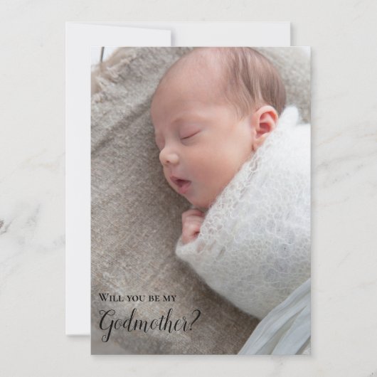 Zal je mijn godmoeder volledige fotouitnodiging zi kaart (Voorkant)