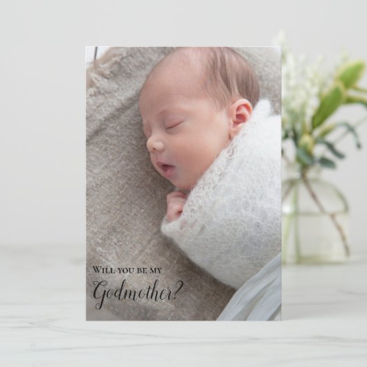 Zal je mijn godmoeder volledige fotouitnodiging zi kaart (Staand voorkant)